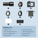 APEXEL 2-in-1 HD 6X Fixed Focus Telephoto Lens with 150mm Macro Lens with Universal Clip, Professional Phone Lens Kit