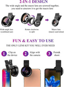 APEXEL Cell Phone Camera Lens, 2 in 1 Lens Kit, 12.5X Macro Lens and 0.45X Wide Angle Lens
