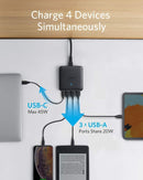 Anker PowerPort Atom III Slim GaN Wall Charger, 3XUSB-A 1XUSB-C Ports 65W Max, 4-Port, PIQ 3.0, for Laptops, tablets and smartphones