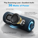 Bluetooth Speaker 36W Portable Speaker with Stereo Sound Base, Bluetooth 5.3 Wireless IP7x Waterproof Speaker Blue