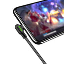 Mcdodo CA-5281 Vinklad USB C till vinklad USB A kabel för synkning och snabb laddning, med LED, svart, 1,2m