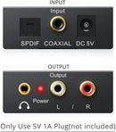 NÖRDIC 192KHz Digital to Analog audio converter, Toslink and Coaxial to RCA L/R and 3.5mm AUX D/A convertor
