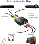 NÖRDIC 192KHz Digital to Analog audio converter, Toslink and Coaxial to RCA L/R and 3.5mm AUX D/A convertor