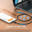 NÖRDIC 1m USB-C to C nylon braided cable fast charging with PD3.1 240W 48V 5A with Emarker