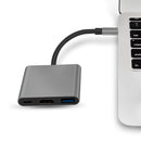 NÖRDIC 1 till 3 Dockningstation USBC till HDMI 4K 30Hz USB C Power Delivery 60W och USB A 3.1 5Gbps Space grey