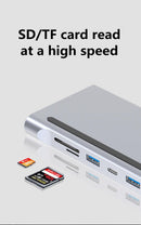 NÖRDIC 1 to 12 USB-C docking station for triple monitors 2xHDMI 4K30Hz, 1xVGA, USB-C PD 100W, Thunderbolt 3 & 4