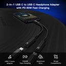 NÖRDIC 1 to 2 USB-C to 2xUSB-C Headphone Adapter with 60W Charging