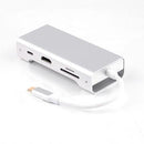 NÖRDIC 1 to 7 USB C Aluminum Docking Station 1xHDMI 4K 30Hz 1XRJ45 Giga Ethernet 2xusb 3.1 5GBP 1x USB C PD87W 1xSD / TF Card Reader Silver