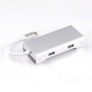 NÖRDIC 1 to 7 USB C Aluminum Docking Station 1xHDMI 4K 30Hz 1XRJ45 Giga Ethernet 2xusb 3.1 5GBP 1x USB C PD87W 1xSD / TF Card Reader Silver