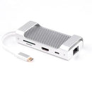 NÖRDIC 1 to 7 USB C Aluminum Docking Station 1xHDMI 4K 30Hz 1XRJ45 Giga Ethernet 2xusb 3.1 5GBP 1x USB C PD87W 1xSD / TF Card Reader Silver