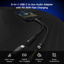 NÖRDIC 2 in 1 USB C to 3.5mm headphone adapter with 60W charging