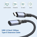 NÖRDIC 2m USB3.2 Gen2 USB-C Extension cable male to female 10Gbps 5A 100W Thunderbolt3