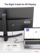 NÖRDIC 3m USBC to Displayport cable UHD 4K 60Hz DP 1.2 21.6Gbps HDCP Alt Mode Over USB C, Aluminum connectors Space Gray