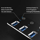 NÖRDIC 4-port hub USB-C 3.0 5Gbps with individual switch 25cm cable black aluminum