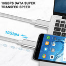 NÖRDIC 50cm USB3.2 Gen2 USB-C to C nylon braided cable fast charging with Power Delivery PD100W 10Gbps 5A with Emarker white