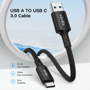 NÖRDIC 5m USB3.2 Gen1 USB-C to A nylon braided cable quick charge 3A 5Gbps Power Delivery PD 60W black