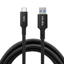 NÖRDIC 5m USB3.2 Gen1 USB-C to A nylon braided cable quick charge 3A 5Gbps Power Delivery PD 60W black