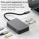 NÖRDIC 5 ports USB-C hubb 3xUSB-A 3.1 5Gbps 1xUSB-C 480Mbps 1xUSB-C PD 90W