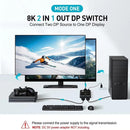 NÖRDIC 8K30Hz Displayport switch 2 till 1 och splitter 1 till 2, 4K120hz