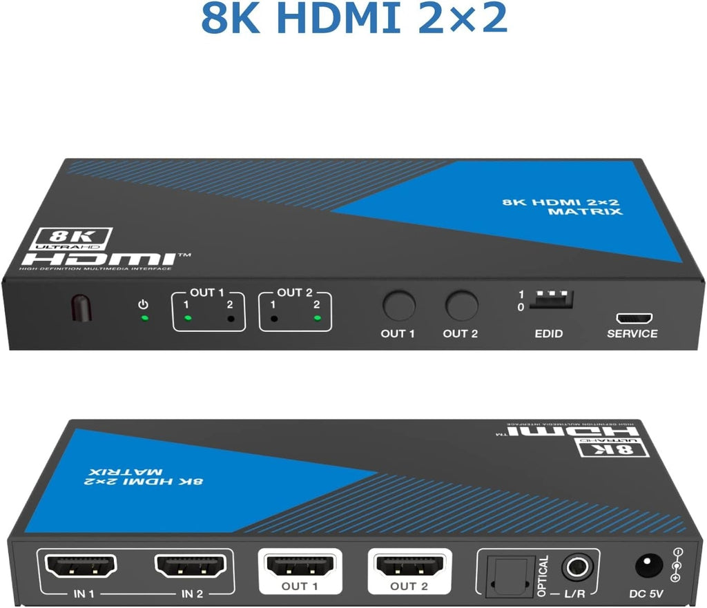 NÖRDIC 8K HDMI 2.1 Matrix switch 2x2 with audio extractor Toslink & St NÖRDIC 8K HDMI 2.1 Matrix switch 2x2 with audio extractor Toslink & St