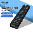 NÖRDIC 8-port powered hub USB-A 3.0 5Gbps with switch 1.2m cable aluminum black with power supply