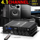 NÖRDIC Bluetooth 5.0 stereo 2.1 amplifier 4X40W+50W RMS amplifier 2 speakers and subwoofer with USB and SD media player input