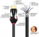 NÖRDIC CERTIFIED CABLES 5m Ultra High Speed HDMI 2.1 8K 60Hz 4K 120Hz 48Gbps Dynamic HDR eARC VRR Nylon Braided Cable Gold Plated Connectors