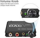 NÖRDIC DAC digital to analog converter 192KHz Digital Toslink and Coaxial to Analog L/R and 3.5mm stereo with bass and volume control