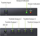 NÖRDIC Optical S/PDIF Toslink 1 to 4 Splitter 192kHz