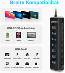 NÖRDIC GEN 3.2 USB-C and USB-A powered Hub 7ports 7x10Gbps 1m cable individual switch