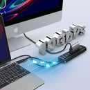 NÖRDIC GEN 3.2 USB-C and USB-A powered Hub 7ports 7x10Gbps 1m cable individual switch