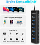 NÖRDIC GEN 3.2 USB-C and USB-A powered Hub 7ports 7x10Gbps 1m cable individual switch