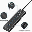 NÖRDIC GEN 3.2 USB-C och USB-A powered Hubb 7ports 3x10Gbps 4x5Gbps 1m kabel individuell switch