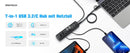 NÖRDIC GEN 3.2 USB-C och USB-A powered Hubb 7ports 3x10Gbps 4x5Gbps 1m kabel individuell switch