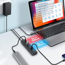 NÖRDIC GEN 3.2 USB-C och USB-A powered Hubb 7ports 3x10Gbps 4x5Gbps 1m kabel individuell switch