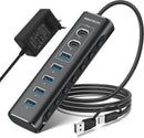 NÖRDIC GEN 3.2 USB-C och USB-A powered Hubb 7ports 3x10Gbps 4x5Gbps 1m kabel individuell switch