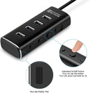 NÖRDIC Gen2 3.2 USB-A 4ports Powered Hub 10Gbps 1m cable individual switch