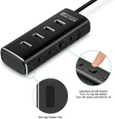 NÖRDIC Gen2 3.2 USB-A 4ports Powered Hub 10Gbps 1m cable individual switch
