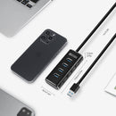 NÖRDIC Gen2 3.2 USB-A 4ports Powered Hub 10Gbps 1m cable individual switch