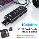 NÖRDIC Gen2 3.2 USB-C 3port Hub 10Gbps 1m cable 3xUSB-A 1xSD 1xTF card reader