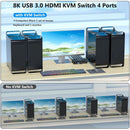 NÖRDIC HDMI 8K60Hz KVM Switch 4 to 1 Supports UltraWide Monitor