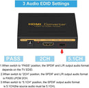 NÖRDIC HDMI Audio Extractor 1xHDMI input to 1xHDMI 4K at 30 Hz, 1xToslink and 2xRCA output
