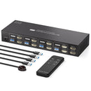 NÖRDIC KVM 4x2 HDMI 2.1 Switch 4PC to Dual Monitor HDMI 8K60Hz with 1x3.5mm and 4xUSB-A