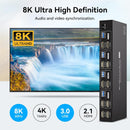 NÖRDIC KVM 4x2 HDMI 2.1 Switch 4PC to Dual Monitor HDMI 8K60Hz with 1x3.5mm and 4xUSB-A