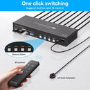 NÖRDIC KVM 4x2 HDMI 2.1 Switch 4PC to Dual Monitor HDMI 8K60Hz with 1x3.5mm and 4xUSB-A