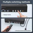 NÖRDIC KVM Switch 4 to 3, 4xUSB3.0 2xDP 1xHDMI 8K30Hz with wireless control