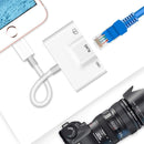 NÖRDIC Lightning adapter 1 to 3 ports 1x USB3.1 1x RJ45 10/100Mbps 1x Lightning for charging