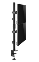 NÖRDIC Monitor arm table mount in steel for dual monitors 17-32 inches, tiltable, rotatable and swivel, black, monitor mount