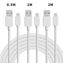 NÖRDIC USB2.0 A hane till Micro B hane Kabelkit 3-pack 0,5m+1m+2m 480Mbps 2,4A vit för Android mobiler och surfplattor