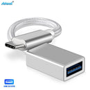 NÖRDIC USB3.2 Gen1 5Gbps USB-A OTG till USB-C adapter aluminium 50cm silver OTG till USB-C Kabel